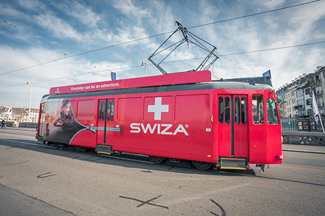 SWIZA TRAM AKTION AN DER BASELWORLD 2015